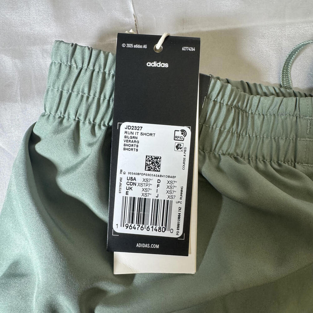 Adidas Run It Women’s Running Shorts XS Green 7" Inseam Athletic NWT - Picture 7 of 8